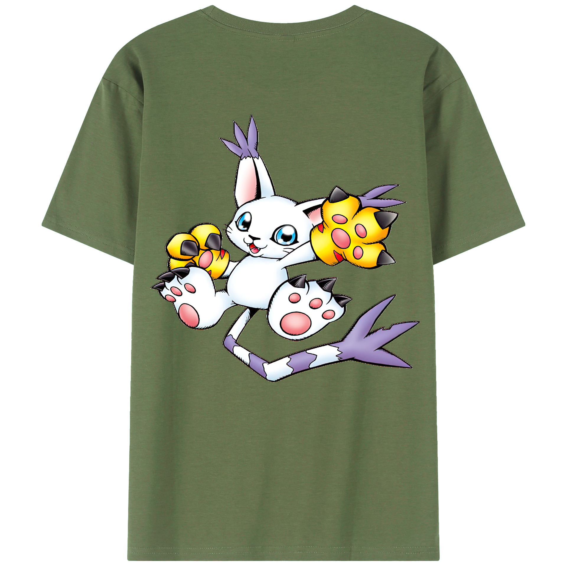 （画像用） Digimon デジタルモンスター/デジモン 綿100％ メンズ半袖Tシャツ（バックプリント） 通気性